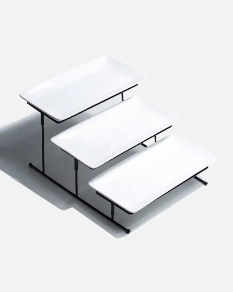 Set de Charolas Rectangulares Escalonadas con Base Metálica